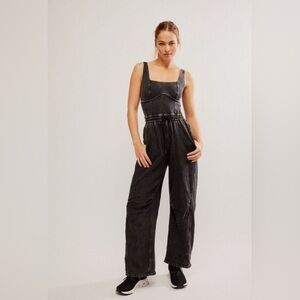 Free People FP movement Inbound stretch cotton jumpsuit in black